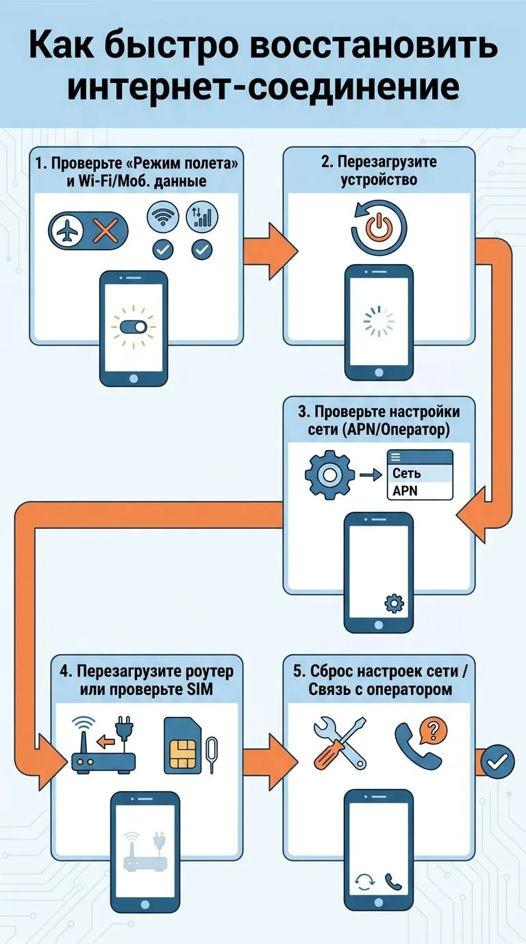 Как быстро восстановить интернет