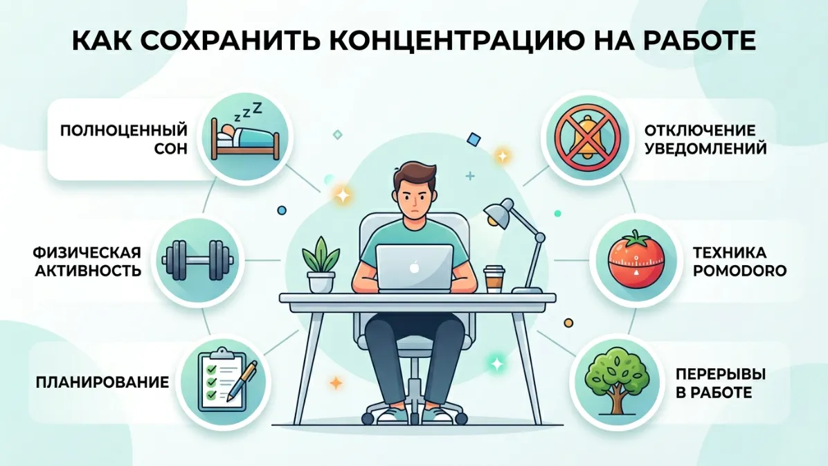 Способы сохранить внимание в течение рабочего дня