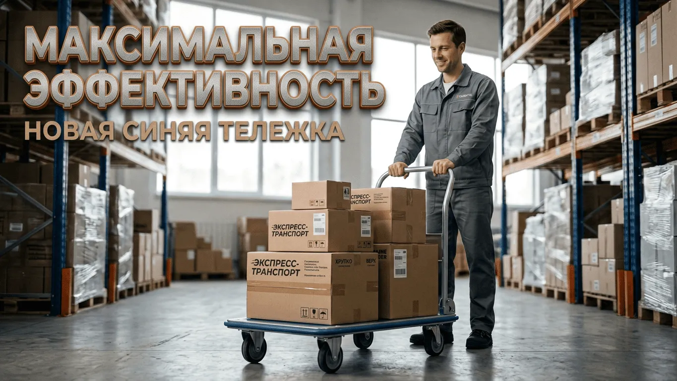 Склад, работник с тележкой