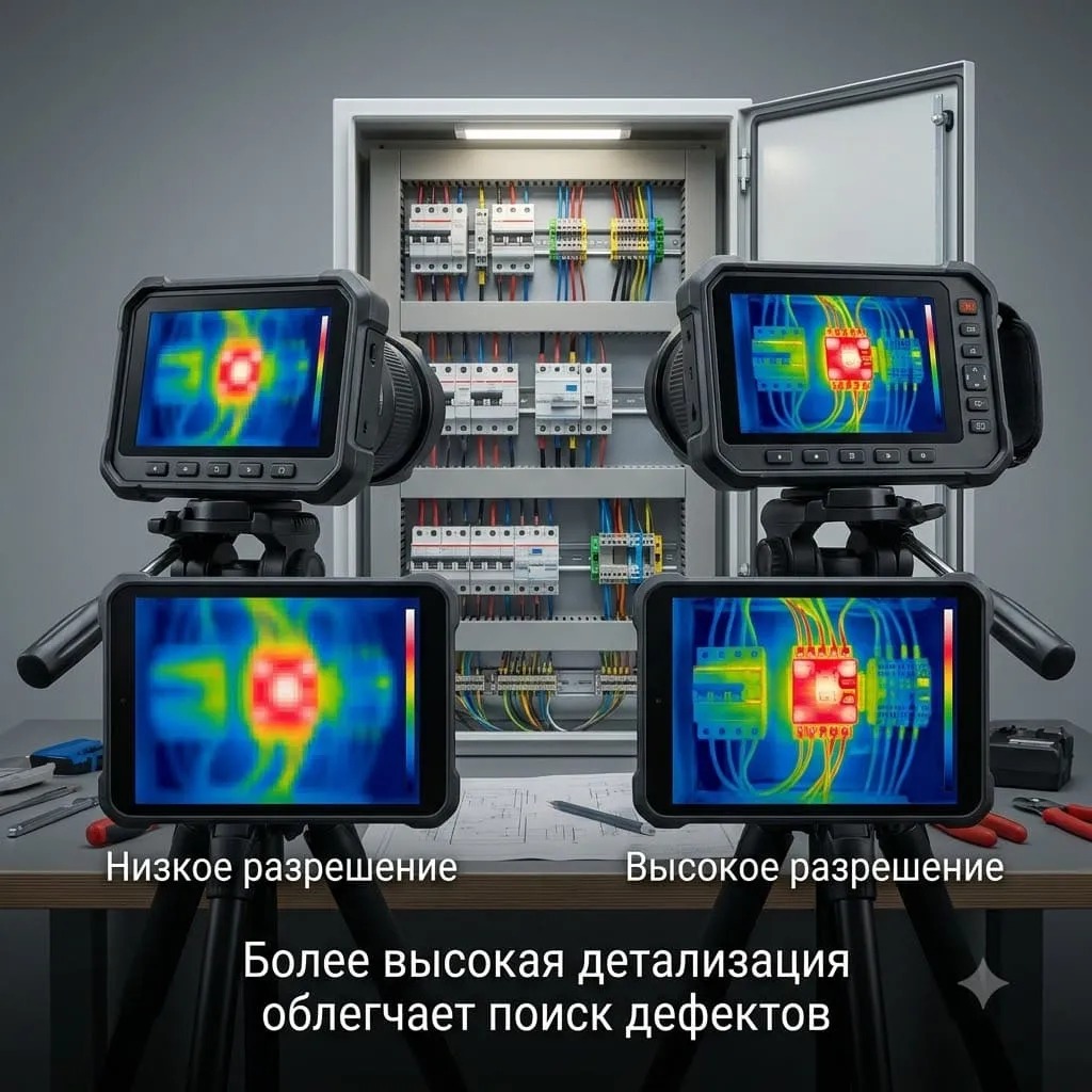сравнение качества термограмм при разном разрешении